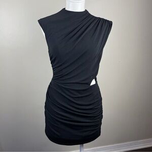 Alice and Olivia Stacey Bendet Dress Romper Black Sleeveless High Neck Draped